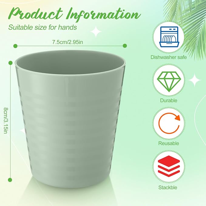 Eccliy 36pcs Kids Cups 8 oz Unbreakable Plastic Stackable Juice Reusable Tumblers Bulk Plastic Drinking Cups for Toddlers Baby Kids, Dishwasher Safe, 6 Colors(Pink color)