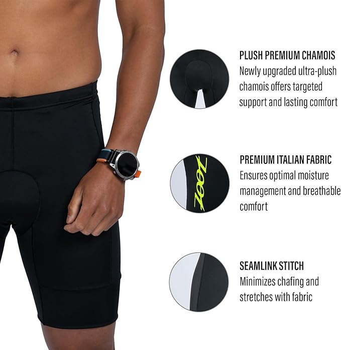 Zoot Men’s Core 7-Inch Tri Shorts, Quick Dry Performance Triathlon Shorts with Cycling Chamois Pad, Pockets & UPF 50+ Fabric