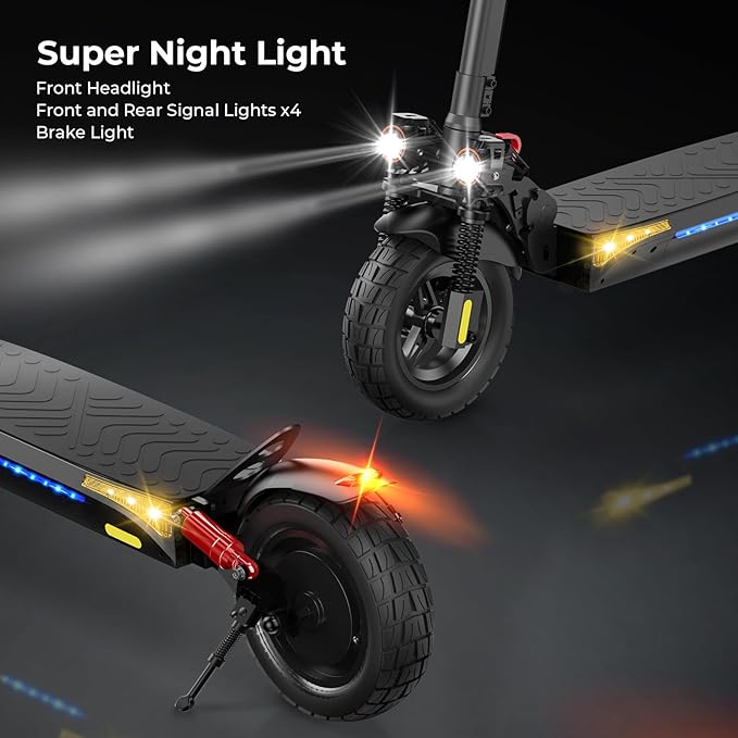 iScooter Electric Scooter, 10" Tires, 800W Motor E-Scooter Up to 25/28 Miles Range, Top Speed 24/28 MPH, Adjustable Handlebar Height, Folding Commuting Electric Scooter for Adults-(Optional Seat)