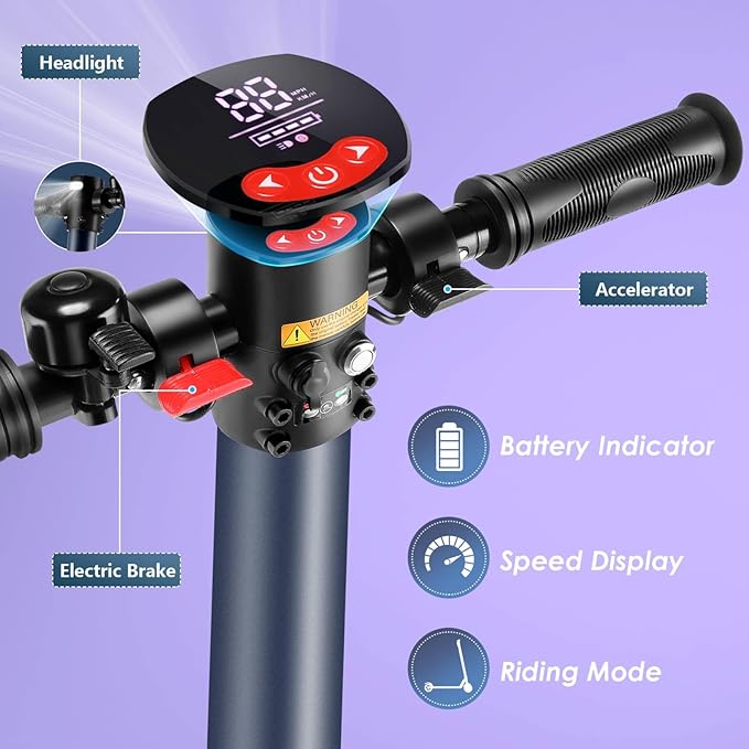 Caroma Electric Scooter for Kids Ages 6-14, 250W Motor Foldable Kids Electric Scooter,160 Mins Ride Time & 3 Speeds (6/10/15 Mph), LED Display & Dual Brake,Best Gift for Girls and Boys