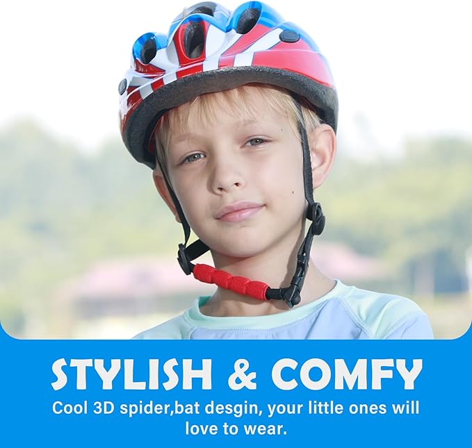 Kids Toddler Bike Helmet, Adjustable Boys Girl Helmets from Baby to Children(Age 1-8), Multi Sports for Bicycle Skate Scooter with LED Light