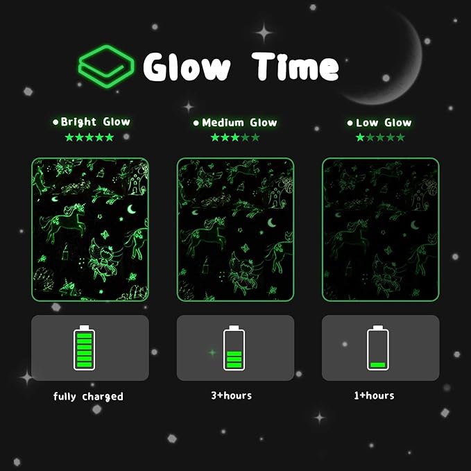 QSTEHEML Unicorns Glow in The Dark Blanket for Girls,Unicorns Gifts for Girls Age 3 4 5 6 7 8 9 10 11 12 Year Old, Soft Throw Blanket for Kids Girls- Christmas Birthday Bedroom Decor 50"×60"