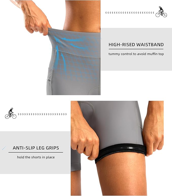 Women's 4D Padded Bike Shorts 5"/7" Riding Underwear Cycling Bicycle Road Biking Cycle Shorts for Women Zipper Pockets