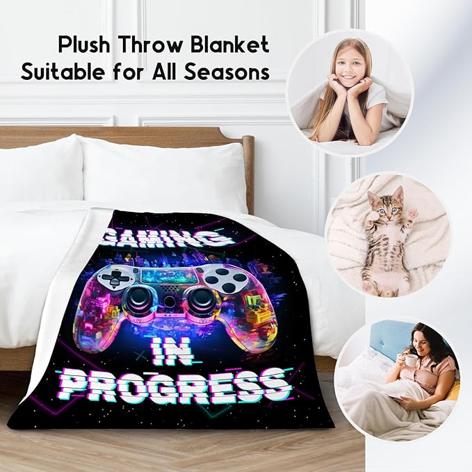 Blanket for Boys - Gaming Blankets for Teens Adults - Cool Gamer Gifts for Men - 60x80 Inches Cozy Fleece Throws