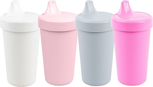 Re-Play Spill-Proof Sippy Cups - Reusable 10 Oz Set of 4, Dishwasher & Microwave Safe, Made in USA, Modern Blush