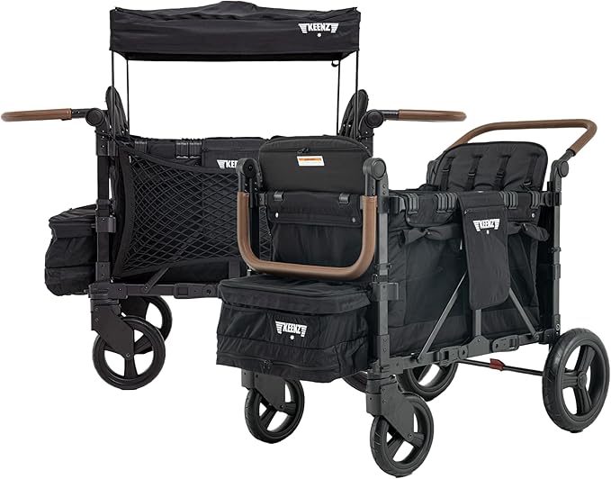 Keenz XC+ EVO - Luxury Comfort Stroller Wagon | Foldable 4 Passenger with Adjustable Canopy | Black