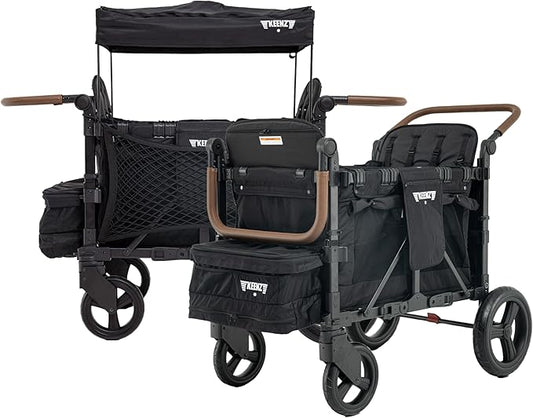 Keenz XC+ EVO - Luxury Comfort Stroller Wagon | Foldable 4 Passenger with Adjustable Canopy | Black