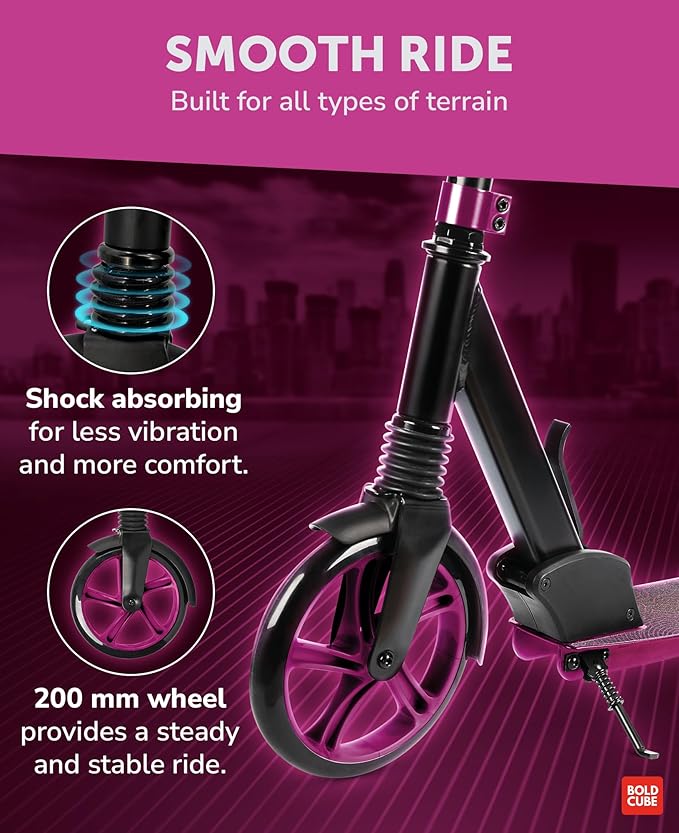 Big 2 Wheeler | Scooter for Kids & Teens Ages 7+ Years | Play & Commute | Front Suspension Fit with 200MM Wheels | Height Adjustable 86 to 111 cm