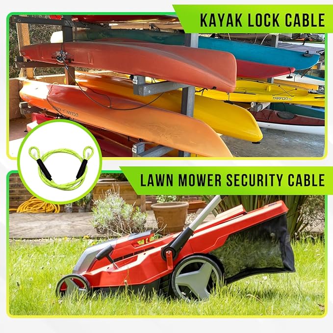 Big & Strong 7/16" Steel Security Cable Lock (7FT/13FT) with Looped Ends Anti-Theft for High-Value Assets, Protection of Motorcycles, Generators, Jobsite Tools, Grills & More