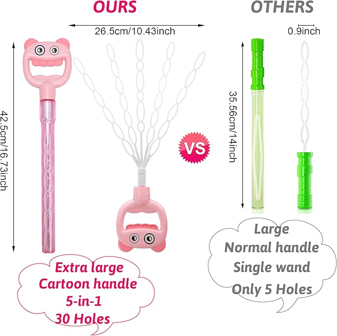 SHCKE 5-Claw Bubble Wands 4-Pack, 16.7 Inch Extra Large Bubble Maker Toy for Kids, Reusable Bubble Toy Set for Summer Outdoor Games, Birthday Wedding