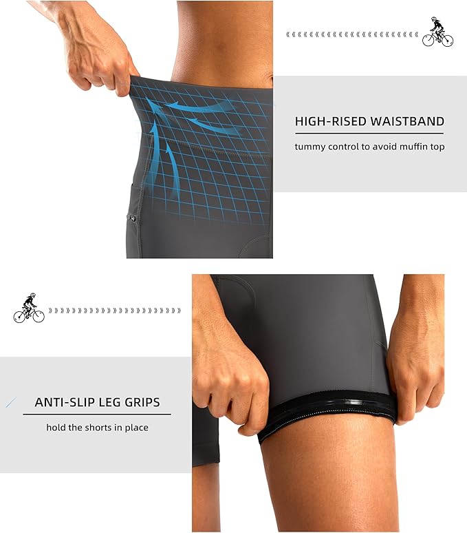 Women's 4D Padded Bike Shorts 5"/7" Riding Underwear Cycling Bicycle Road Biking Cycle Shorts for Women Zipper Pockets