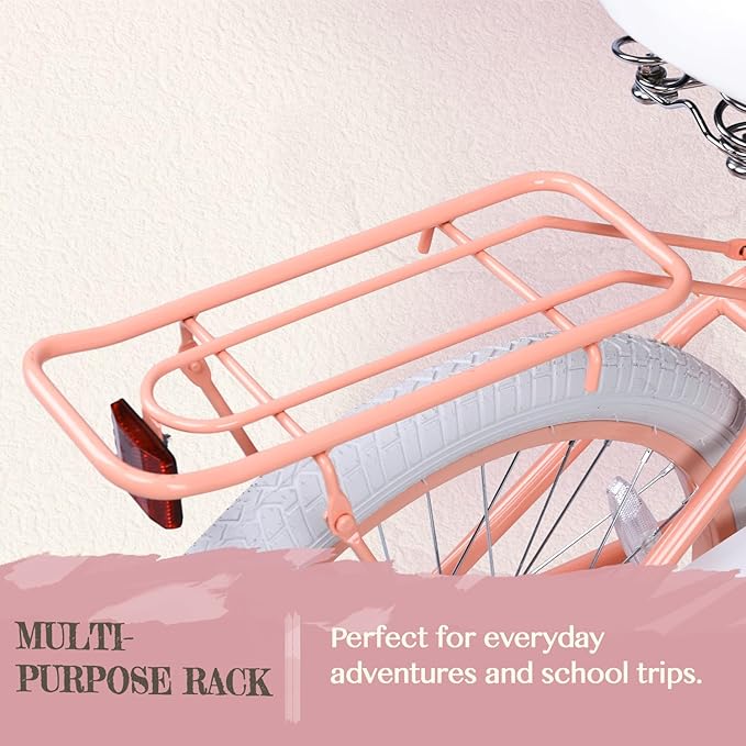 Glerc Sasha Girls Bike, 12-20 Inch Kids Bike for Children Ages 2-13 Years, Kids Bicycle with Doll-Seat & Basket & Training Wheels, Multiple Colors