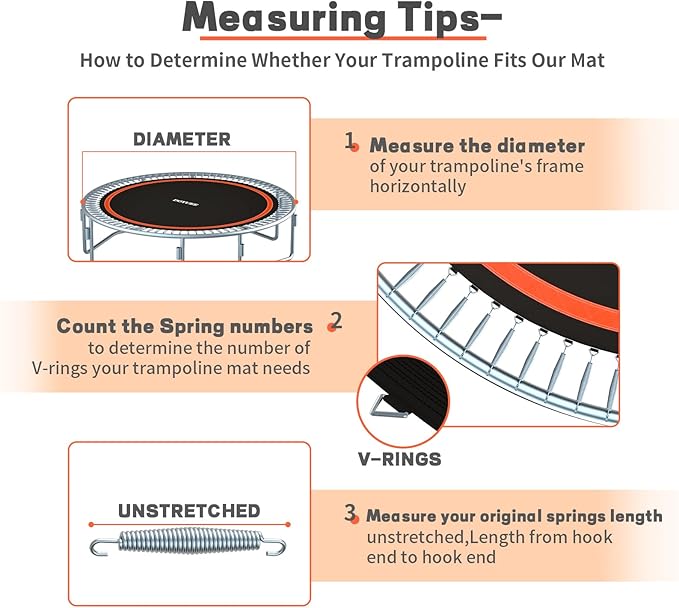 Trampoline Mat Replacement，Fits 14ft Frame, with72/80/84/88/96 Rings for Choose,Fits 5.3"-8.5" Springs, Trampoline Mat Diameter 11.97ft-12.56ft，Spring and Frame not Included