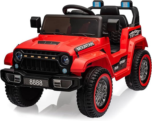 12V Kids Ride-on Truck with Parent Remote Control,All-Terrain Electric Car with Twin 35w Motors, 3 Speeds & Spring Suspension,LED Lights for Fun Night Drives,Ideal Gift for Boys & Girls