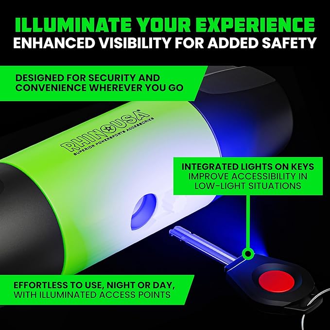 Rhino USA Bike Lock Set - Heavy Duty Anti Theft U Lock, 4FT Steel Security Cable, Padlock, 4 Lighted Keys. Dual Purpose Locks for EBike, Motorcycle, Electric Scooter, Bicycle