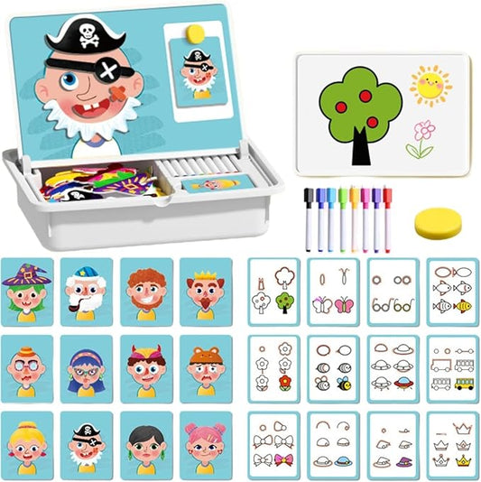 Magnetic Face Dress-Up Puzzle Book for Kids – Double-Sided Preschool Educational Travel Toy, Enhances Creativity & Learning, Portable & Easy Storage, Fun Tabletop Game for Toddlers 3-6