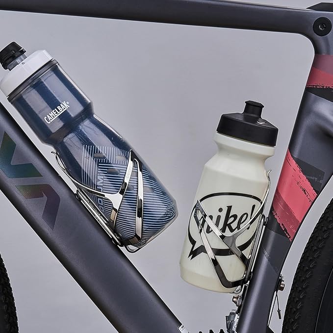 Corki Cycles Bike Water Bottle Holder Aluminum Alloy, Universal Bike Water Bottle Cage for Road, Mountain and Gravel Bikes - 2 Pack - Black&Silver