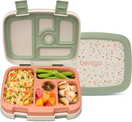 Bentgo Kids 5-Compartment Leak-Proof Bento-Style Lunch Box (Whimsy & Wonder Collection) - Ideal for Ages 3-7, Drop-Proof & Durable, Dishwasher Safe, & PFAS & BPA-Free Materials (Geo Speckle)