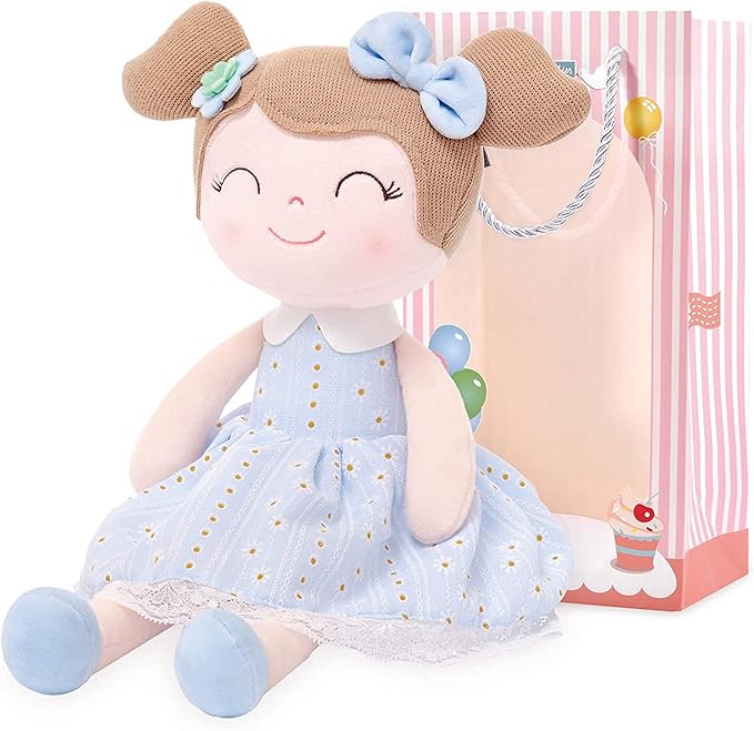 Gloveleya Baby Doll Girl Gifts Cloth Dolls Plush Toy Light Blue