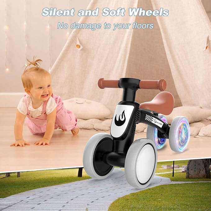 Colorful Lighting Baby Balance Bike Toys for 1 Year Old Boy Gifts, 10-36 Month Toddler Balance Bike, No Pedal 4 Silence Wheels & Soft Seat First Bike, One Year Old Boy Birthday Gift.