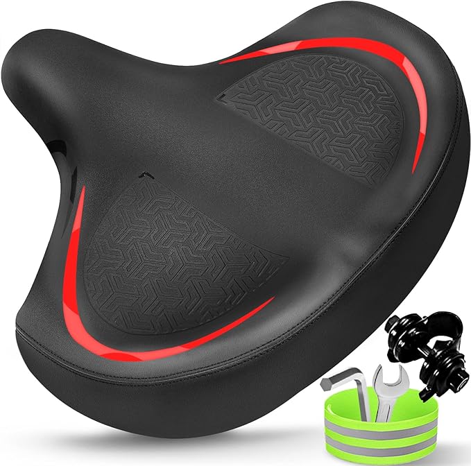 2024 New Noseless Bike Seat Cushion for Men & Women - Extra Padding & Comfort Wide Bicycle Seat, Oversized Comfortable Saddle for Peloton Bikes, Exercise Bikes, Electric Bikes, Cruiser Bikes