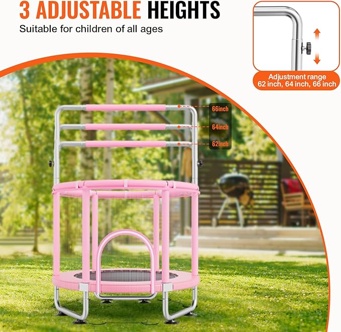 VEVOR 5FT Trampoline 50"/55"/56 * 35" for Indoor/Outdoor use for Toddlers, Foldable Mini Baby with Foam Handle, Recreational Birthday Gift