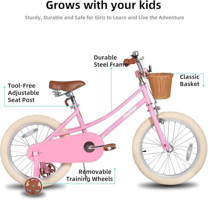 JOYSTAR Girls Bike for 2-12 Years Old Toddlers and Kids, 12" 14" 16" 18“ Retro Style Kids Bike with Training Wheels, 20 Inch Children Bicycle with Kickstand