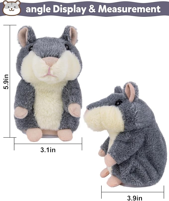 Ayeboovi Kids Toys Talking Hamster Repeats What You Say, Stuffed Animals for Toddler Kid Birthday Gift, Fun Interactive Plush Autism Toy for 3 4 5 Years Old Boys Girls