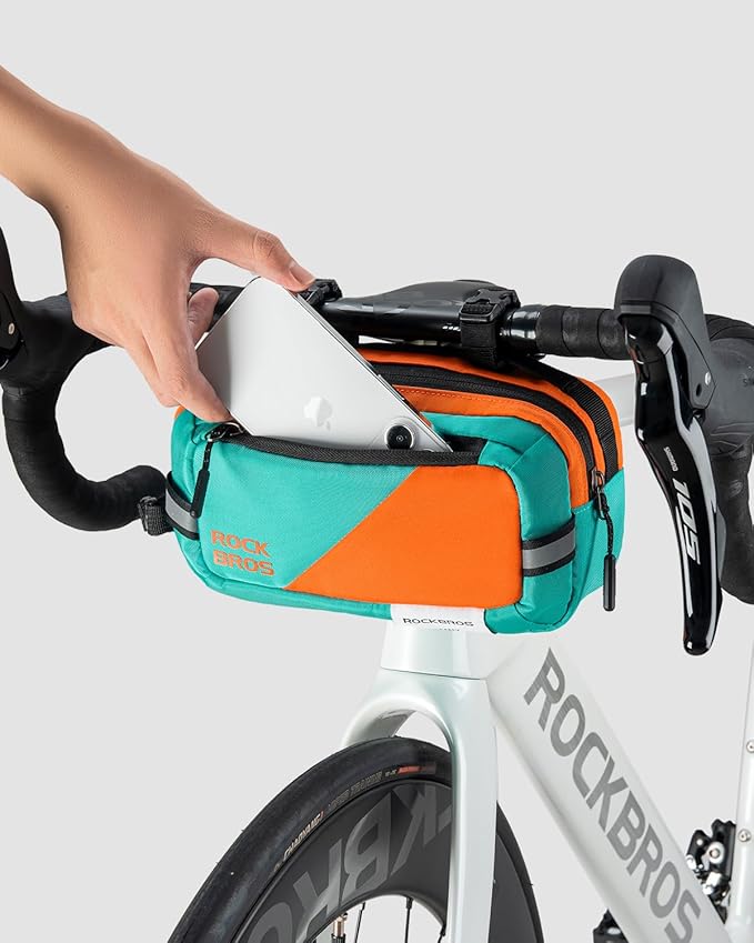 ROCKBROS Bike Handlebar Bag Large Capacity Bicycle Handle Bar Bag Quick Release Bike Front Bag Bike bag with Shoulder Strap Cycling Accessories for Men Women