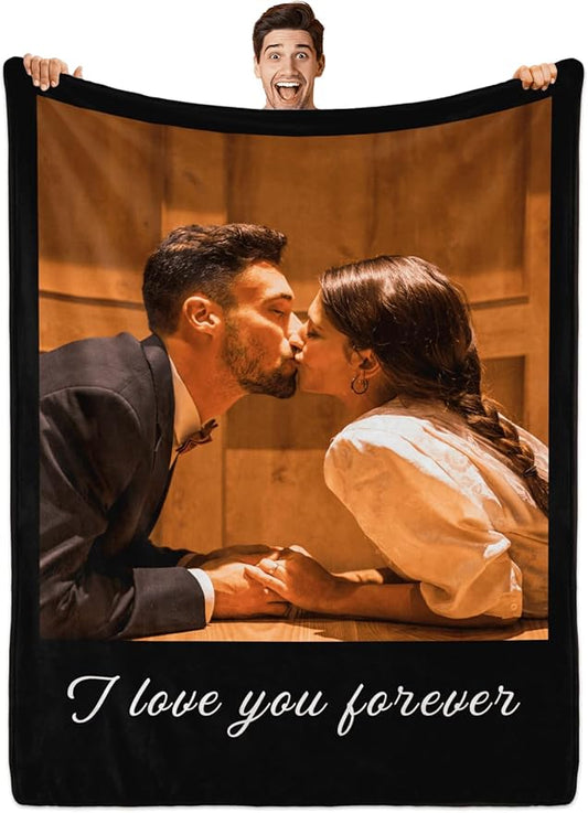 Custom Blanket with Photos, Personalized Blankets with Picture, I Love You Girlfriend Boyfriend Couples Gifts, for Birthday Christmas Women Men Adult Kids Mom Dad Wife Husband
