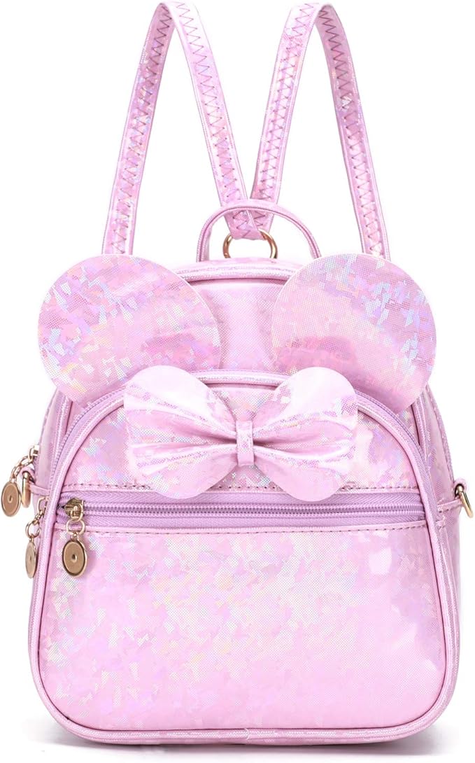 KL928 Girls Mini Backpack Bowknot Polka Dot Cute Small Daypacks Convertible Shoulder Bag Purse for Women