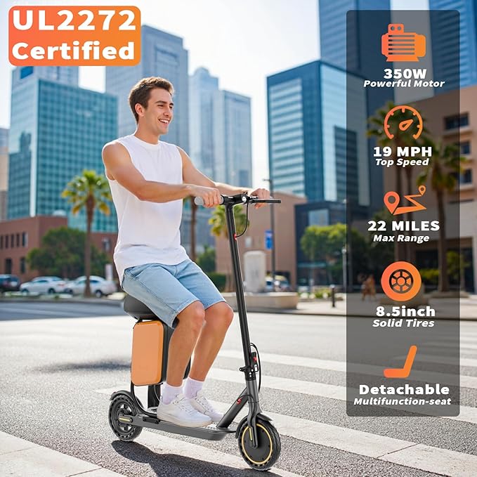 Electric Scooter - 8.5"/10" Solid Tire, Powerful 350W/500W Motor, Top Speed 19 MPH, Max 16-22 Miles Ranges, Load 265LBS, Aluminum Alloy Frame Foldable Commuting Escooter for Adults & Teens