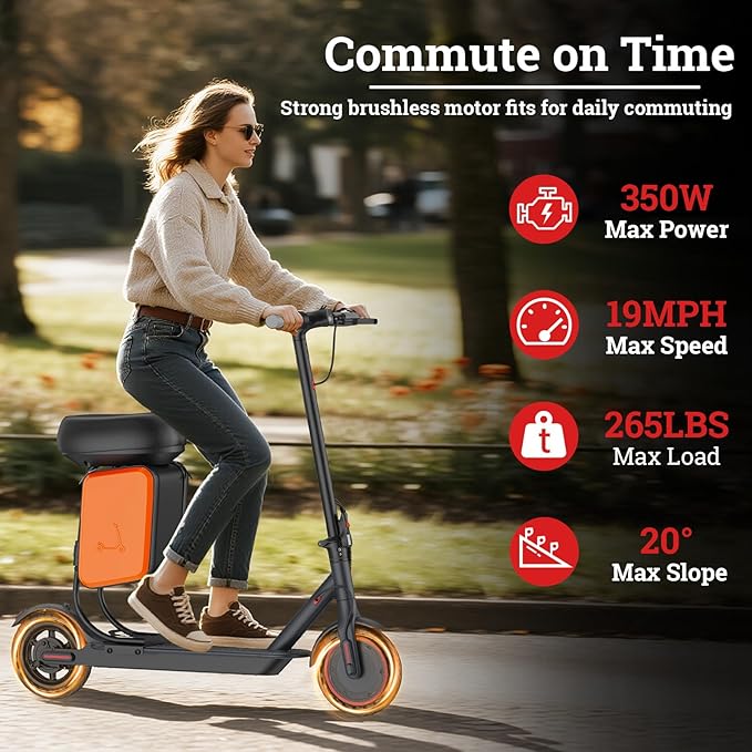 Electric Scooter for Adults - 350W/500W Motor, 8.5"/10" Solid Tire, Top Speed 19 MPH, Max 16-22 Miles Ranges, Load 265LBS, Aluminum Alloy Frame Foldable Commuting Escooter for Adults & Teens
