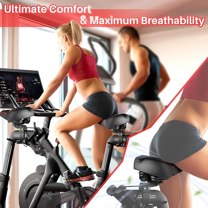 Oversized Bike Seat for Peloton Bike & Bike+, Wide Bicycle Saddle Replacement Compatible with Peloton, Exercise or Road Bikes, Seat Cushion for Men & Women