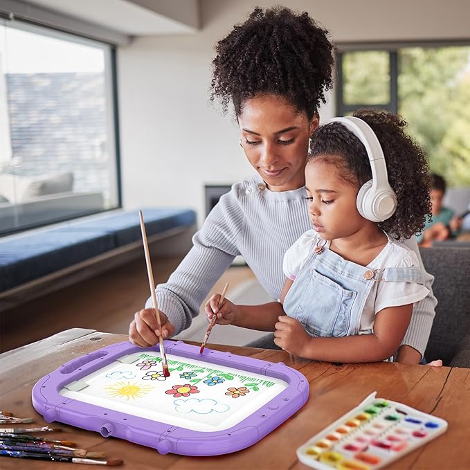 Easel for Kids, Toddler Art Easel Adjustable Standing, Magnetic Double Sided Easel with Painting Accessories Gift for Boys and Girls (Purple red)