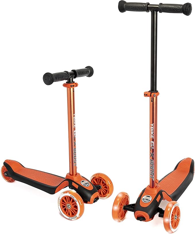 YBIKE GLX Boost Scooter with Adjustable Steering and Handlebar Height for Kids