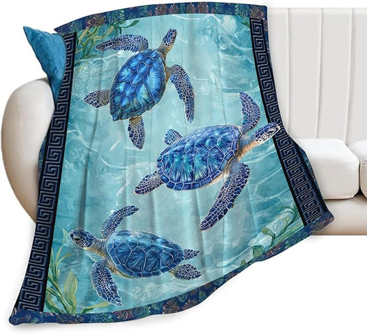 Sea Turtle Blanket Gifts for Girls Boys Ocean Turtles Throw Blankets Cozy Plush Fleece Flannel Fuzzy for Women Men Decor 60"X50"