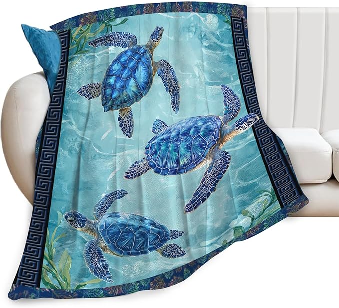 Sea Turtle Blanket Gifts for Girls Boys Ocean Turtles Throw Blankets Cozy Plush Fleece Flannel Fuzzy for Women Men Decor 80"X60"