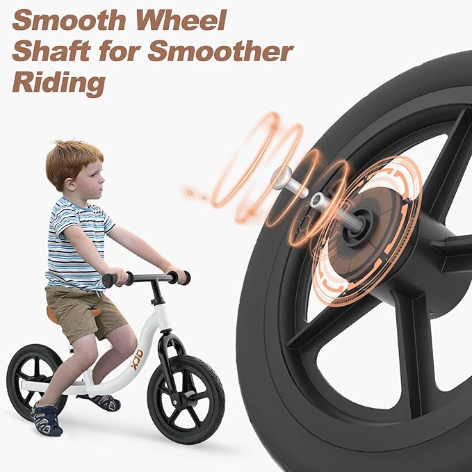 XJD Toddler Balance Bike 2 Year Old, 12 NCH No Pedal Bicycle for Girls Boys Ages 18 Months to 5 Years Old Toddler Training Push Bike Adjustable Seat (White)