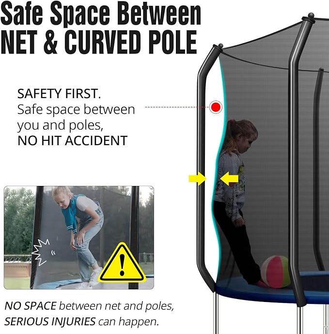 10 FT Trampoline for Kids, Outdoor Trampoline with Safe Enclosure Net and Waterproof Jump Mat Ladder for Park Kindergarten Indoor