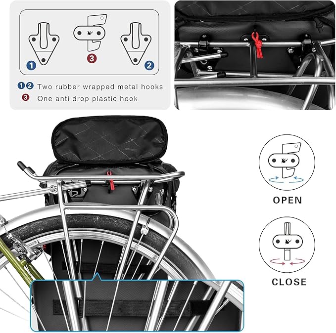 Bike Pannier Bag Backpack 20L Multifunctional Cycling Bicycle Rear Seat Trunk Pack Bag Bike Saddle Bag Backseat Pack Bag