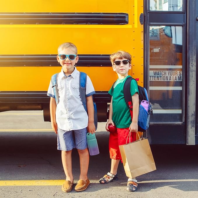 Mininoo Insulated Kids Water Bottle, 12 oz Stainless Steel Water Bottle Kids with Straw Lid and Chug Lid for Girls, Boys (Aurora)