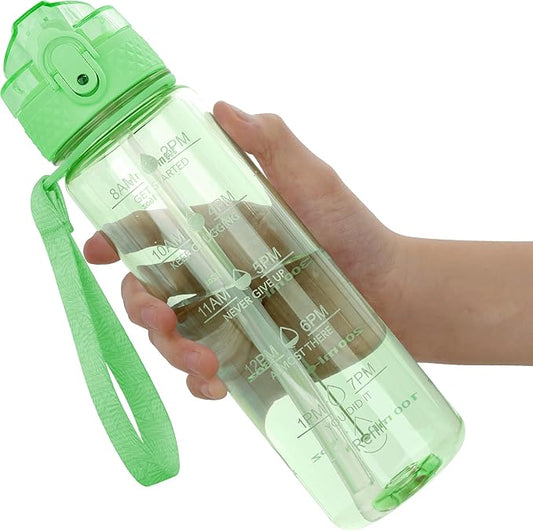 OLDLEY 17oz Kids Water Bottle for school Girls Boys, Motivational Water Bottles With Silicone Straw, Leak-Proof Tritan BPA-Free, Reusable water bottles for kids, Pear