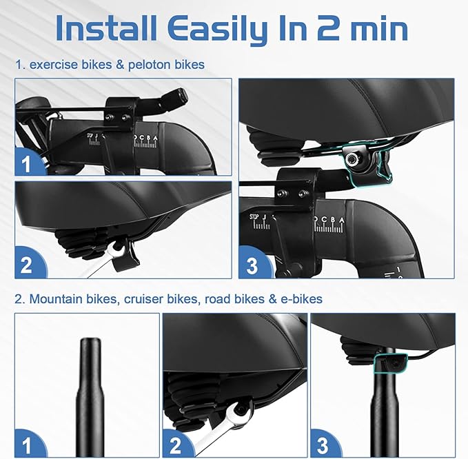 2024 New Noseless Bike Seat Cushion for Men & Women - Extra Padding & Comfort Wide Bicycle Seat, Oversized Comfortable Saddle for Peloton Bikes, Exercise Bikes, Electric Bikes, Cruiser Bikes