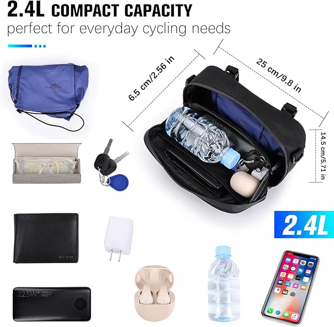 GXCROR Bike Handlebar Bag,Small Front Bike Bags with Shoulder Strap,Bicycle Bag Professional Cycling Accessories