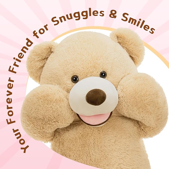 MaoGoLan Giant Teddy Bear Plush,39 inches Big Teddy Bear Stuffed Animal,Adorable Smiling Large Bear,Express Your Love Gift for Kids,Girlfriend,Baby Shower,Valentines Day,Christmas,Long Distance