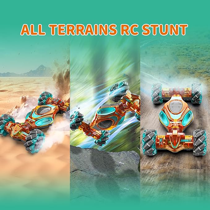 RC Car Gesture Hand Gesture Sensing RC Stunt Double-Side Flip 360° All-Round Rotation Drift Twist Car with Light Music for Boys Kids Birthday Xmas Gift