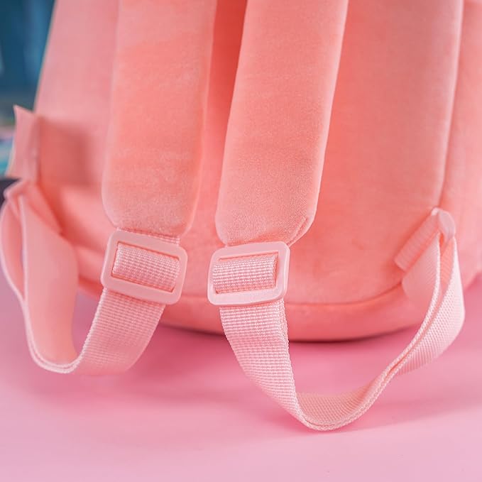 Gloveleya Back to School Gifts for GirlsToddler Backpack Baby Girl Gift Plush Bag Diaper Bag with Spring Girl Doll Curly Hair Girl Toys with Love Orange 9 Inches