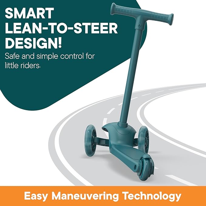 3 Wheel Scooter for Kids, Smooth Light Up LED Front Wheels, Wide Anti Slip Deck, Rear Foot Brake, Easy Lean to Steer Maneuvering, Indoor & Outdoor Ride On Toys for Ages 2 Up