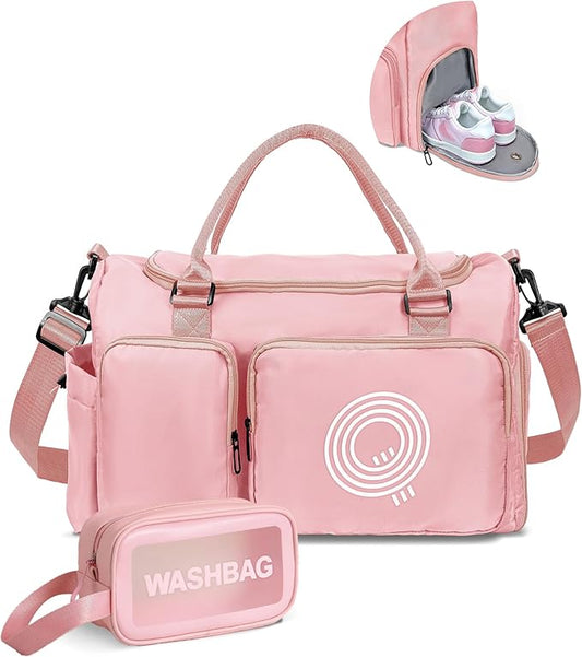 Girls Gift-Initial Gym Bag for Girls, Kids Travel Duffle Bag, Sports Bag, Personalized Weekender Bag with Shoes Compartment, Girls Gifts for Kids, wedding gifts for couples 2025